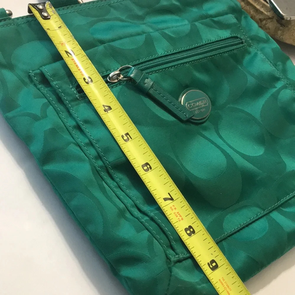 Coach Green Signature Nylon Crossbody Bag - Picture 7 of 9